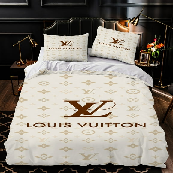 Elegant 3-Piece Duvet Cover Set with Inspired Gold and Brown Pattern on White Perfect for Modern Bedrooms
