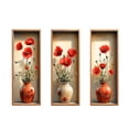thumbnail image 1 of Elegant 3-Piece Framed Canvas Wall Art Set with Red Poppy Flowers in Vases for Home Decor, Living Room, Bedroom, 1 of 7