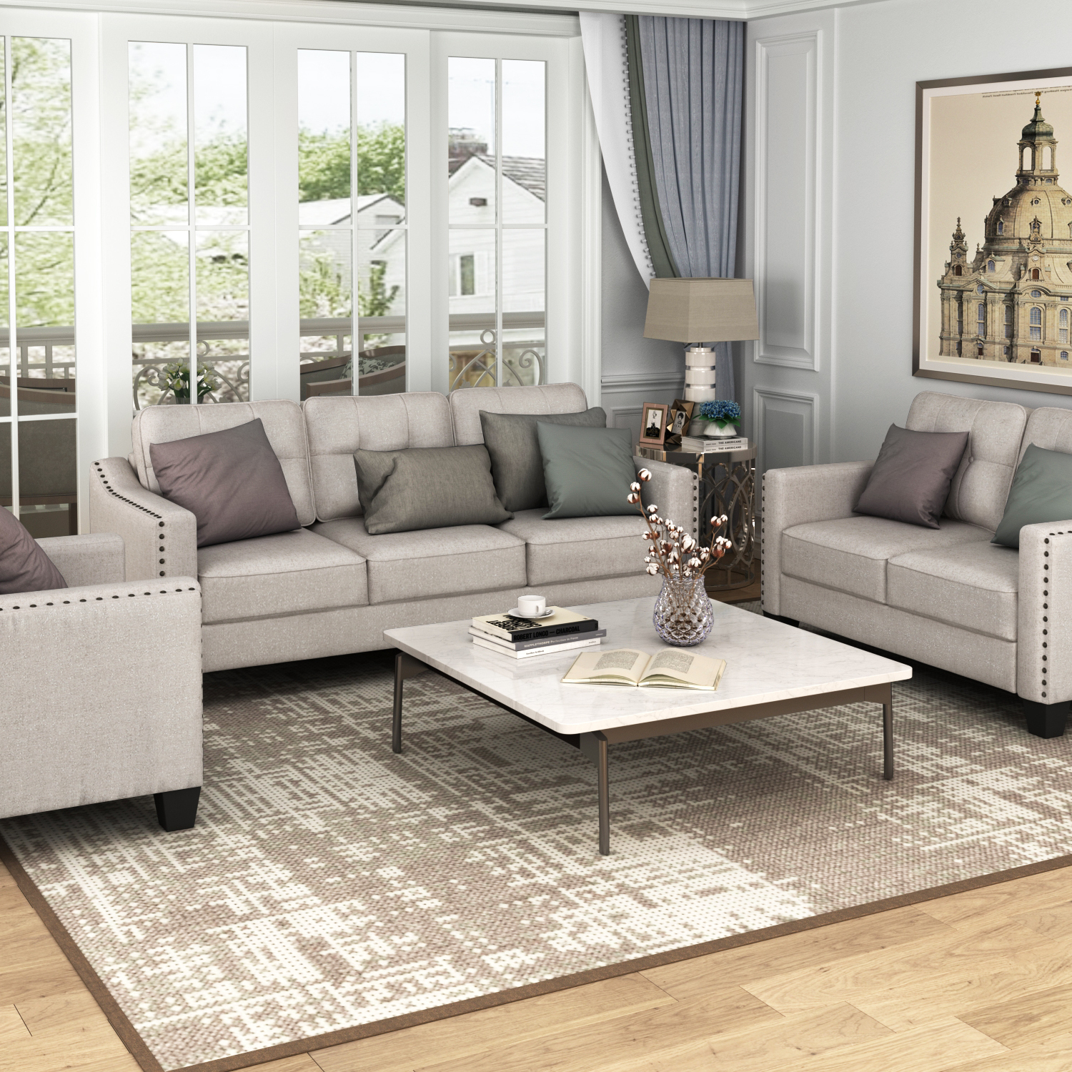 Elegant 3 Piece Living Room Furniture Set with Sophisticated Design and ...