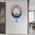 thumbnail image 1 of Elegant 37cm Quartz Wall-mounted Pendulum Indoor Clock with AA Batteries, Teal Peacock Design, 1 of 12