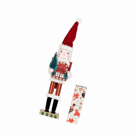 Elegant 38Cm Wooden Christmas Tree Nutcrackers With Interactive Advents Calendar