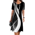 thumbnail image 1 of Elegant 3D Digital Print Dress Women O Neck Pullover Short Sleeve Dresses Female Fashion Comfortable Casual Loose Midi Gown 2024, 1 of 5