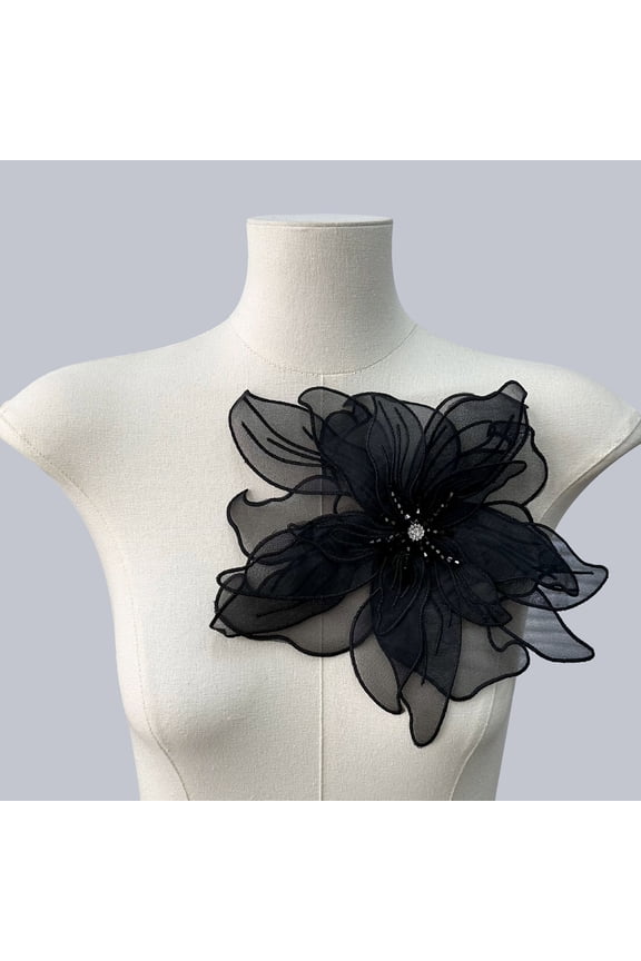 Elegant 3D Flower Brooch for Women - Crystal Beaded Fabric Floral Pin for Wedding Bridal Prom Dress Jacket Lapel Corsage (1pc)