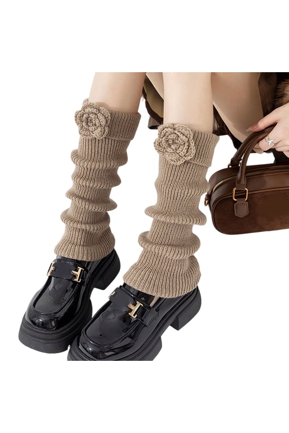 Elegant 3D Flower Leg Sleeve Calf Length Footless Socks for Women Daily Wear