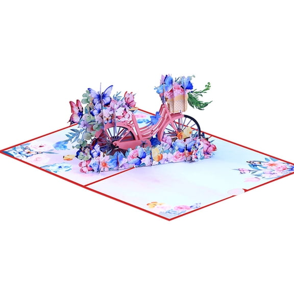 Elegant 3D Flower and Butterfly Bicycles Card Popup 3D Flower and Butterfly Bike Card for Special Gifting Experience