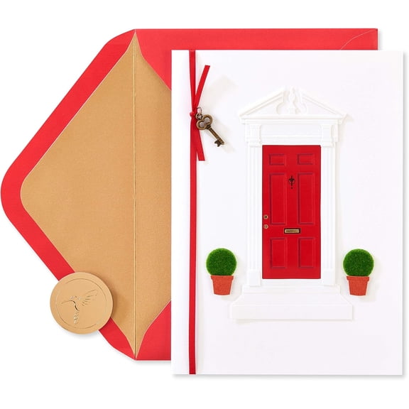 Elegant 3D Greeting Card with Red Door Design Perfect for Special Occasions Includes Envelope and Key Charm Unique Gift for Birthdays, Celebrations, and More