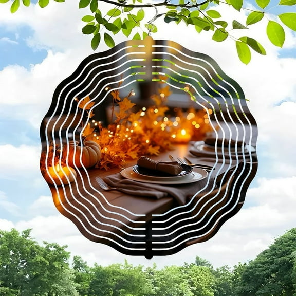 Elegant 3D Metal Hanging Wind Spinners - Autumn Leaf Design Wind Chimes for Yard & Garden Decor Cozy Fall Vibes