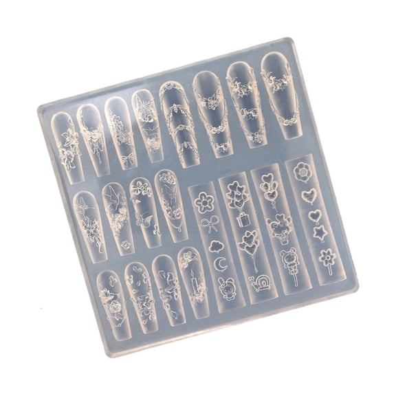 Elegant 3D Nail Art Silicone Mould Featuring Butterfly and Moon Designs