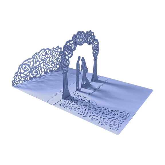 Elegant 3D Pop-Up Wedding Card for Bride & Groom - Silver Tree Design Marriage Invitation with Holder & Money Pocket for Bridal Shower (Purple)