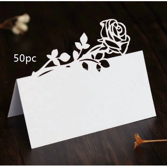 Elegant 3D Wedding Rose Place Cards - Handwritten Name Cards for Special Events and Valentine's Day
