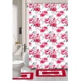 thumbnail image 1 of Elegant 4 Pieces Set Bathroom Trellis Honey Pattern Red Rug Softy Washable Includes : 1 Bath Mat 18"X 30",1 Bath Mat 17"X 17",12 Fabric Covered Hooks ,1 Shower Curtain 70"X 72" Anti Slip, 1 of 2