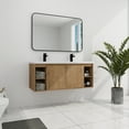Elegant 48” Gray Double Sink Wall Mounted Bathroom Vanity with Soft