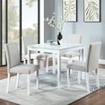 thumbnail image 1 of Elegant 5 Dining With Square Wooden Table And 4 Upholstered Seats, White, Crystal Details For Kitchen & Dining, Stable Structure 5 Piece Platform Chairs, Adornments Make, 1 of 7
