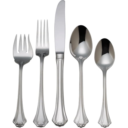 Elegant 5-Piece Silver Flatware Set in French Country Style