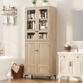 thumbnail image 1 of Elegant 5-Tier Cabinet with Frosted Glass Doors | Adjustable Storage for a Clutter-Free Kitchen, Bathroom or Dining Room, 1 of 7