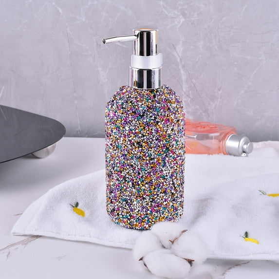 Elegant 500ml Refillable Sparkling Diamond-Encrusted Soap Dispenser - Press-Type Bottle for Shampoo, Body Wash & Lotion - Bathroom Accessory