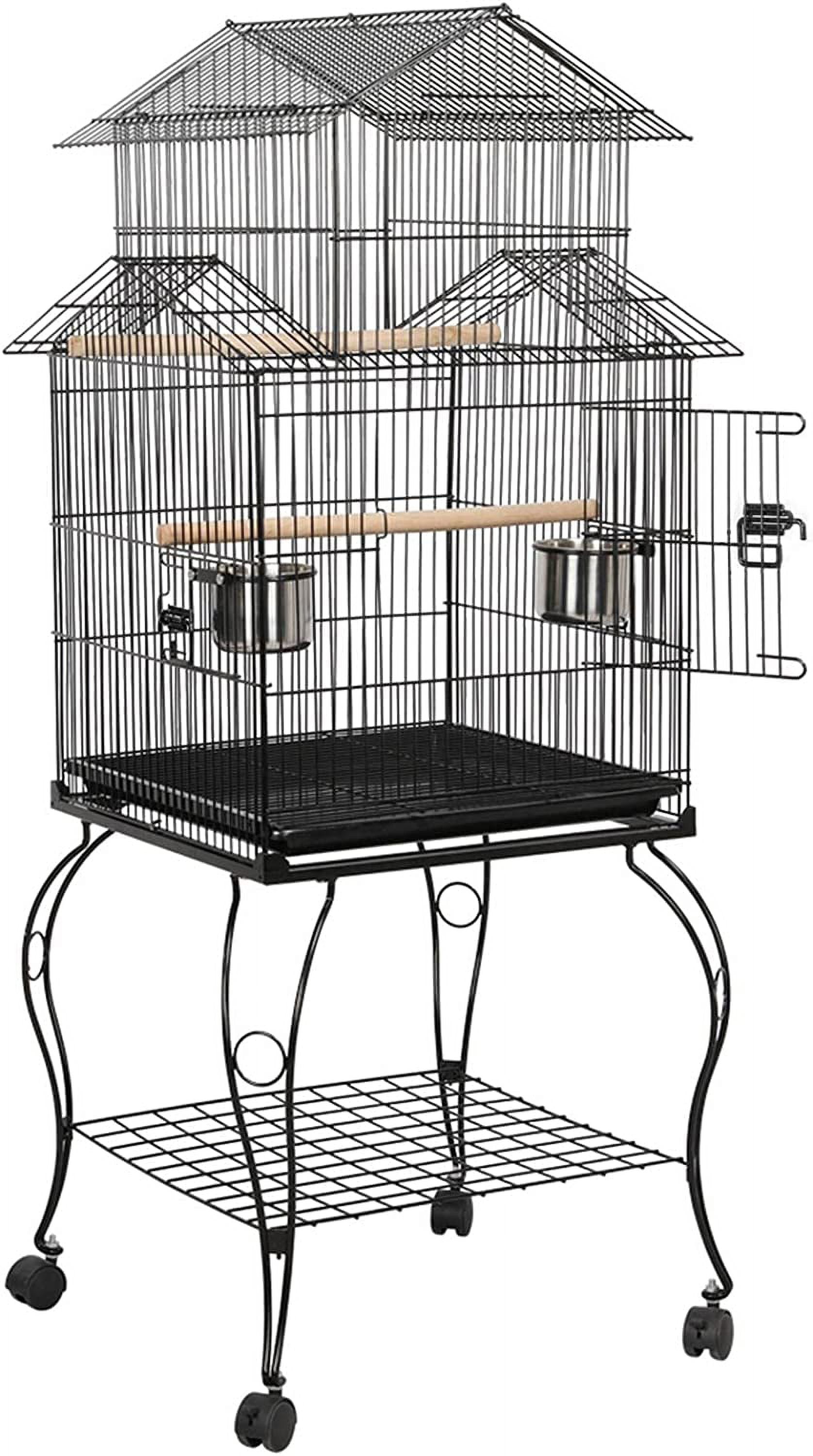 Elegant 55'' Triple Roof Top Large Medium Parrot Bird Cage for