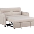 Elegant 57‘‘ Upholstered TwoSeat Sleeper Sofa in Beige with Two Grey
