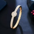thumbnail image 1 of Elegant 585 Rose Gold Plated CZ Round Open Cuff Bangle Bracelet Fashion Jewelry, 1 of 1
