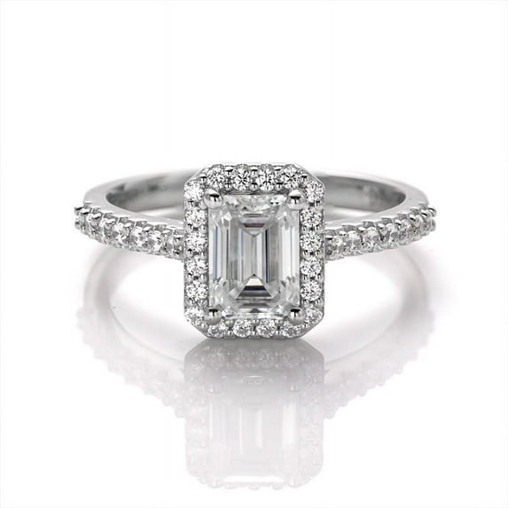 Elegant 5x7mm Emerald Moissanite Engagement Ring - VVS Quality, GRA Certified, 1 Carat, Solid 925 Sterling Silver