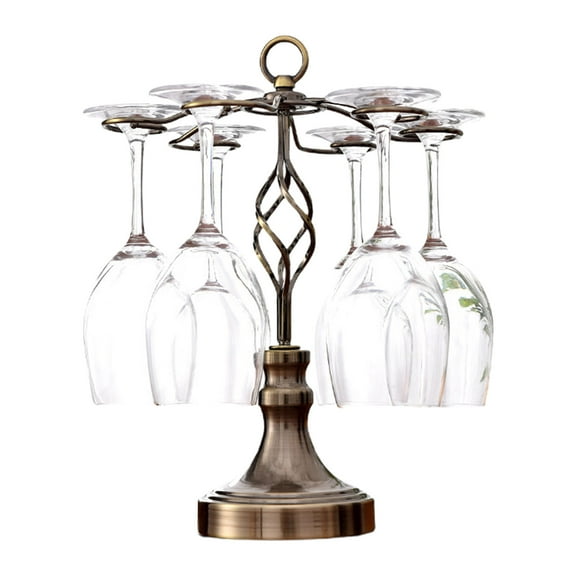 Elegant 6 Hooks Display Stand Wine Glass Rack Organizers Space Saving Kitchen Drying Tabletop Holder Home Storage