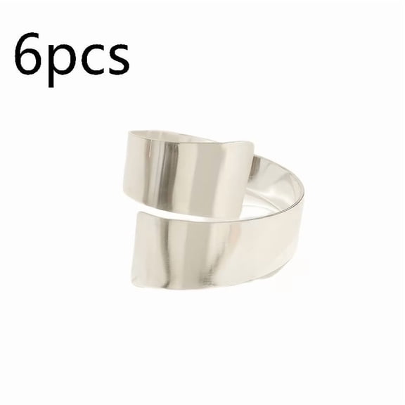 Elegant 6-Piece Metal Napkin Rings - Adjustable Interlaced Design for Weddings and Events