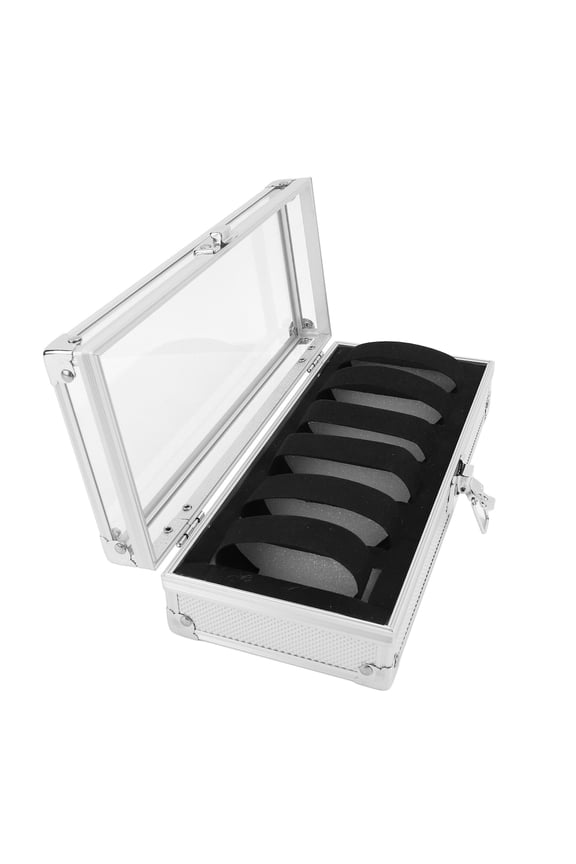 Elegant 6 Slots Watch Box Organizer and Display Case with Clear Transparent Lid Premium Aluminum Watch Storage Holder for Jewelry Watches Protection 10.24 x 4.53 x 2.56 inches / 26 x 11.5 x 6.5 cm