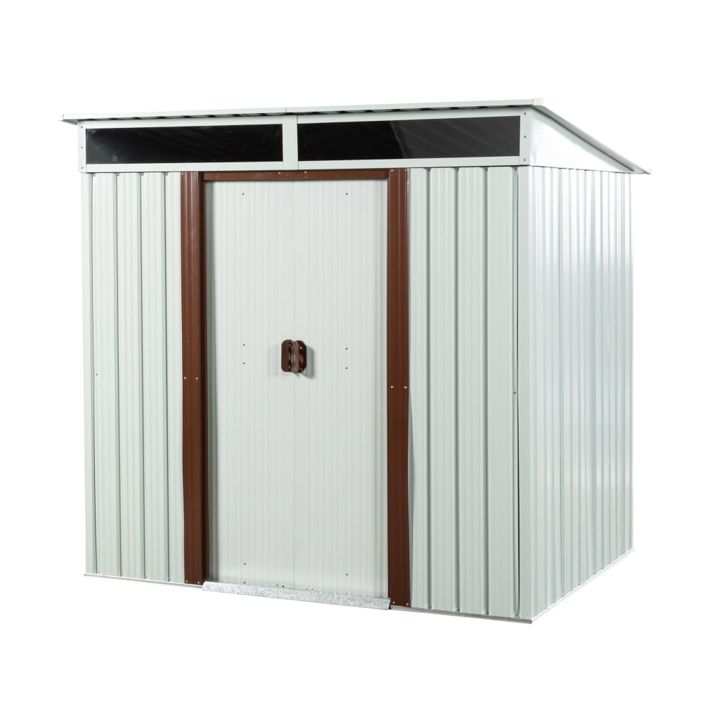 Elegant 6ft x 5ft White Outdoor Metal Storage Shed – A Perfect Blend of Style and Functionality, Ideal for Safeguarding Your Tools and Outdoor Gear in a Sleek, Durable Design!