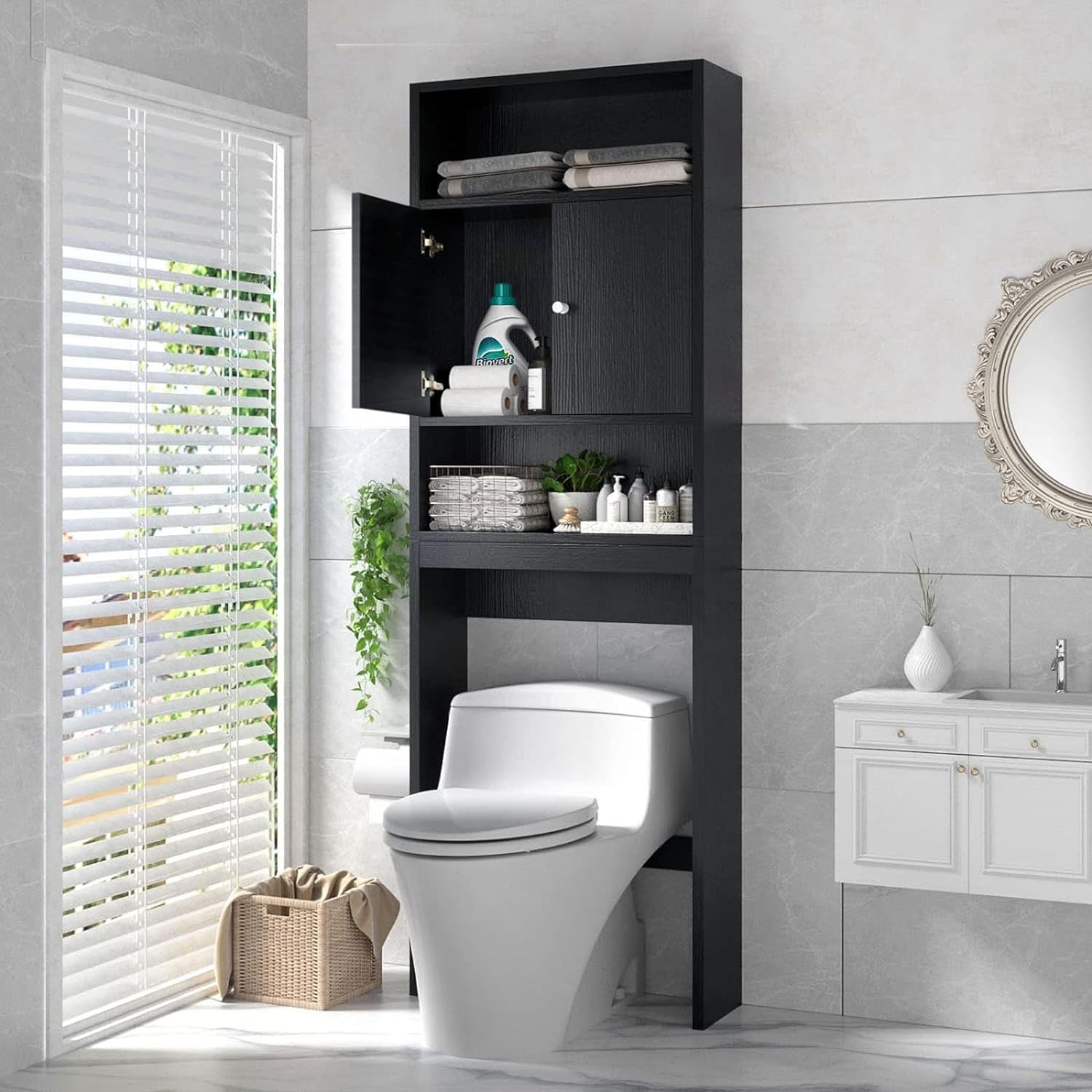 Elegant 77" Over Toilet Storage Cabinet, Bathroom Organizer and Storage ...