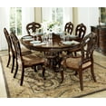 thumbnail image 1 of Elegant 7pc Dining Room Furniture Set Cherry Finish With Gold Tipping Single Pedestal Table 2 Arm Chairs 4 Side Chairs, 1 of 7