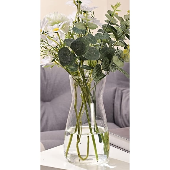 Elegant 8 Inch Irised Clear Glass Vase Ideal for Centerpiece and Home Decoration