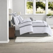 Elegant 8Piece Bedding Set Polyester White Grey HotelStyle Comfort for Cal King