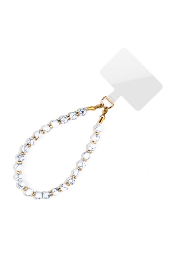 Elegant 8mm Natural Stone Bead Phone Charm Keychain Handcrafted Jewelry 21cm Length