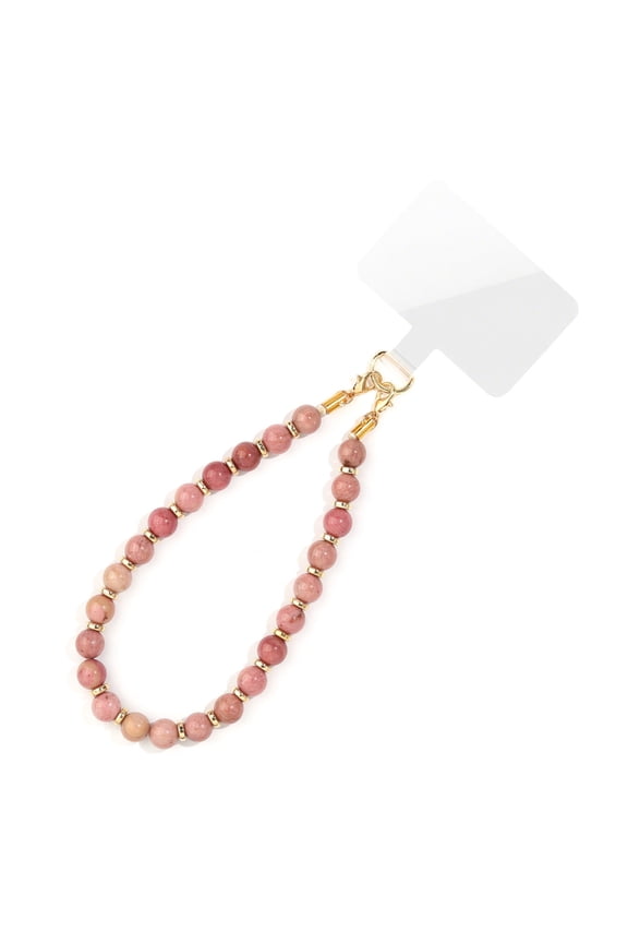 Elegant 8mm Natural Stone Bead Phone Charm Keychain Handcrafted Jewelry 21cm Length