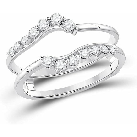 Elegant 925 Sterling Silver 14K White Gold Over Moissanite Diamond Solitaire Enhancer Ring Guard Wrap Jacket for Women's
