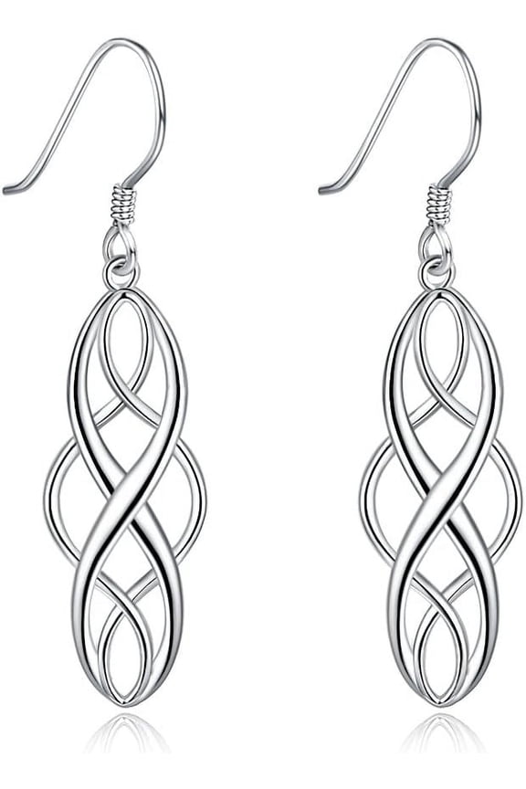 Elegant 925 Sterling Silver Celtic Knot Infinity Love Drop Dangle Earrings With Post for Women Hypoallergenic Fashion Luckly Goldtone Plated Dangling