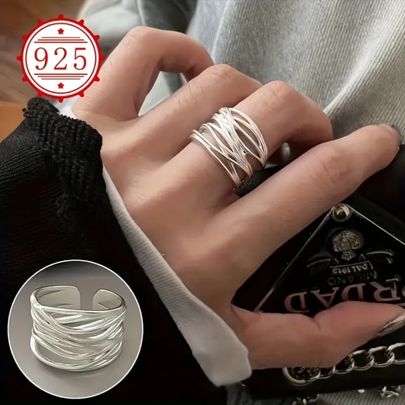 Elegant 925 Sterling Silvery Adjustable Wrap Ring - Hypoallergenic, Perfect For Daily Wear & Special Occasions, Ideal Gift For Her