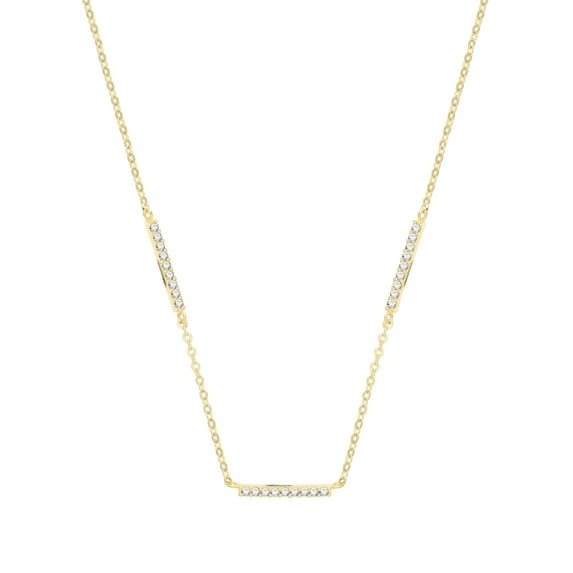 Elegant 9k Gold Women Necklet with Cubic Zirconia/CZ - 17.5 inch