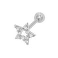 thumbnail image 1 of Elegant 9k White Gold Women Star Long Post Single Cartilage Stud Earring with Cubic Zirconia/CZ - 7mm*7mm, 1 of 1