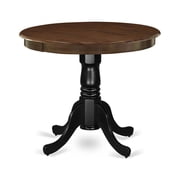 Elegant AMT-WBK-TP Antique Dining Table | 36 Round Table Top | Rubber Wood with Walnut Finish | Wirebrushed Black Pedestal | Ideal for Compact Spaces