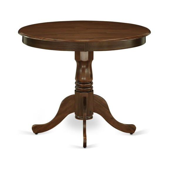 Elegant ANT-AWA-TP Antique Dining Table | 36" Round | Rubber Wood | Walnut Finish | Pedestal Base | Sturdy & Affordable | Ideal for Small Spaces
