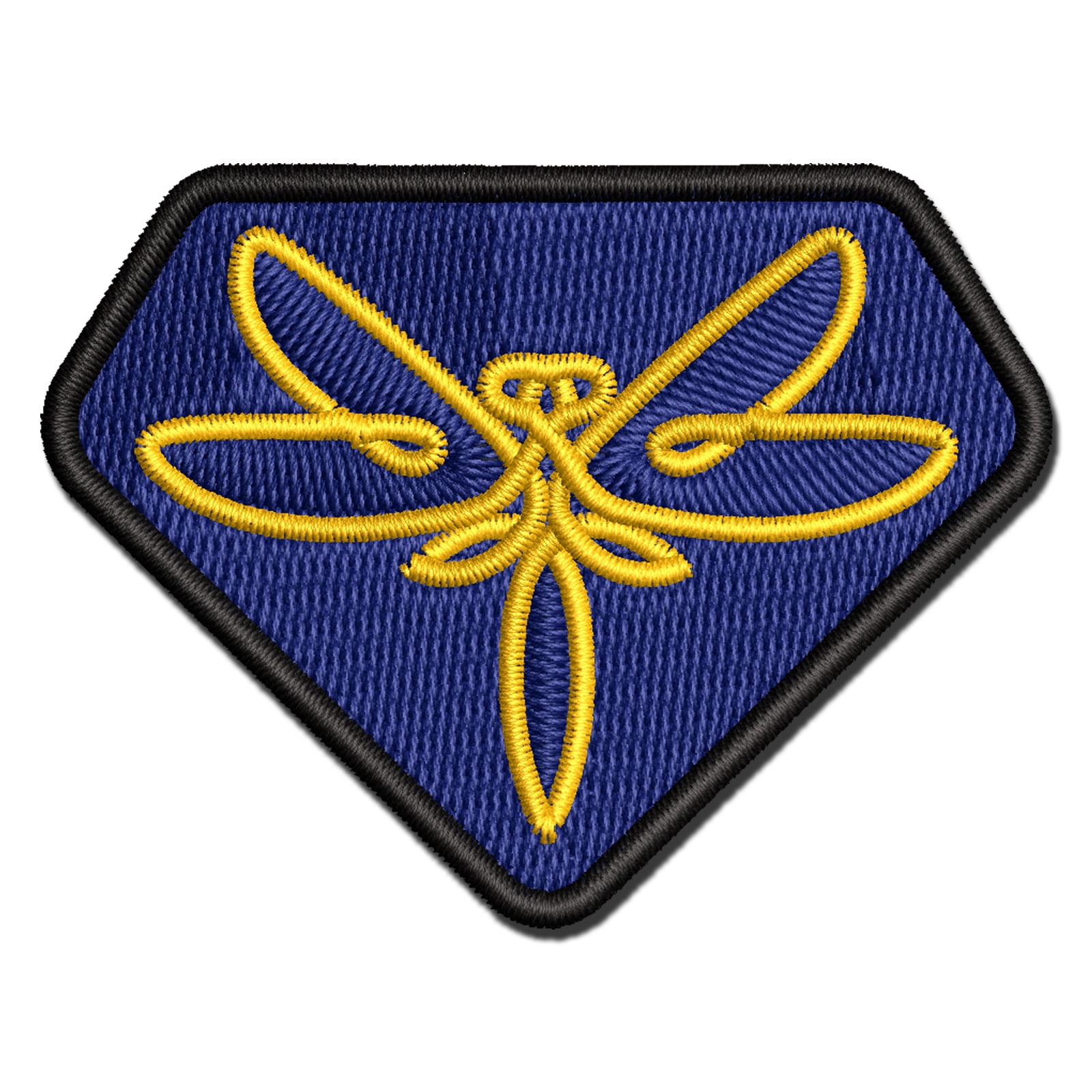 Elegant Abstract Dragonfly Line Art Applique Multi-Color Embroidered Hook & Loop Patch - 3.5 Inch Large