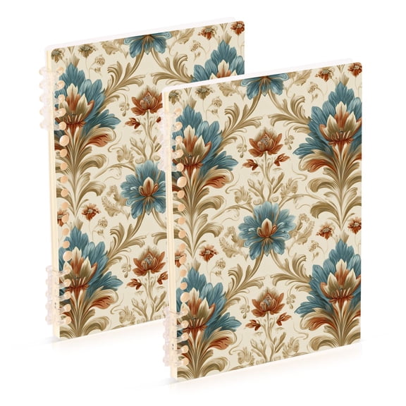 Elegant Abstract Floral Symmetrical Pattern Notebook Detachable Coil Notebook Diary Plan Book A5 Size 60 Pages 1 Pack