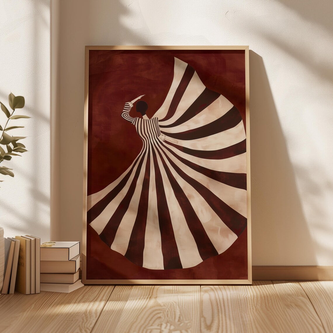 Photo inspiration: Gallery Detail: Elegant Abstract Woman Art Print Minimalist Striped Dress Artwork