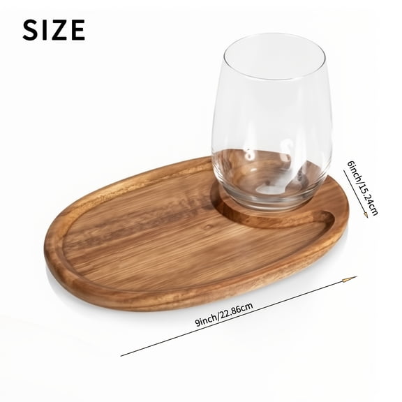Elegant Acacia Wood Serving Plates with Built-in Drink Holder, Perfect Appetizer and Dessert Trays for Social Gatherings, Ideal for Cheese, Snacks, and Party Foods