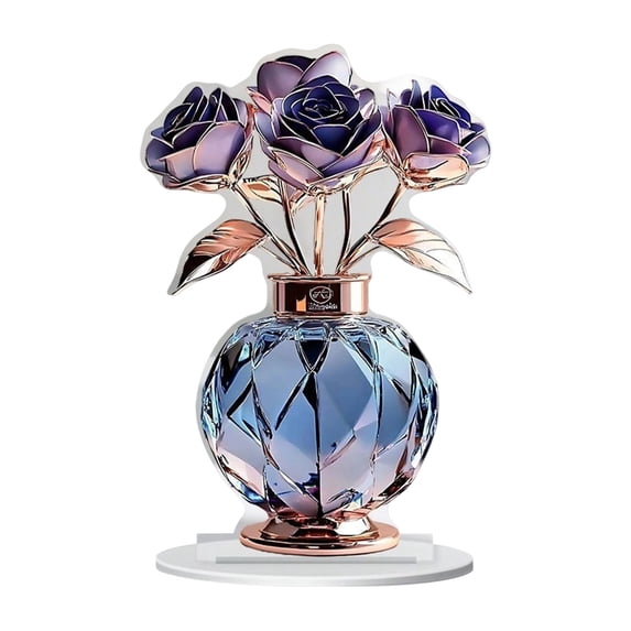 Elegant Acrylic Crystal Floral Vase with Permanent Silk Flowers for Romantic Tabletop, Mantel, Anniversary, or Proposal Decoration – No Maintenance Centerpiece with Weighted Base