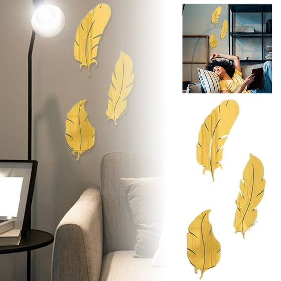 Elegant Acrylic Feather Wall Stickers For Living Room And Bedroom Easy Installation Decorative Wall Art Finish Home Décor
