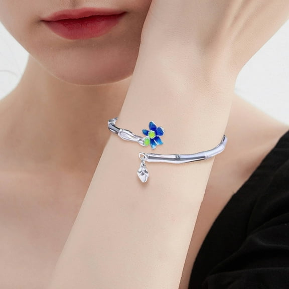 Elegant Adjustable 925 Silver Bangle Bracelet Unique Charm Design Stylish Jewelry for Women Friendship Birthday