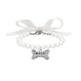 thumbnail image 1 of Elegant Adjustable Pet Collar with Pearl and Bone Charm for Small Dogs Cats, 1 of 3