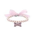 thumbnail image 1 of Elegant Adjustable Pet Collar with Pearl and Bone Charm for Small Dogs Cats, 1 of 3